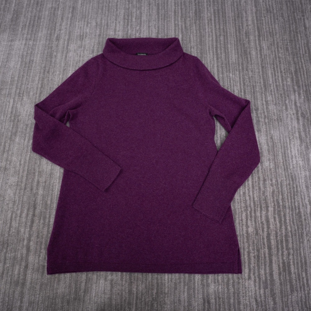 Talbots Cashmere Sweater Womens Medium Purple Good Funnel Neck Tunic KH5355